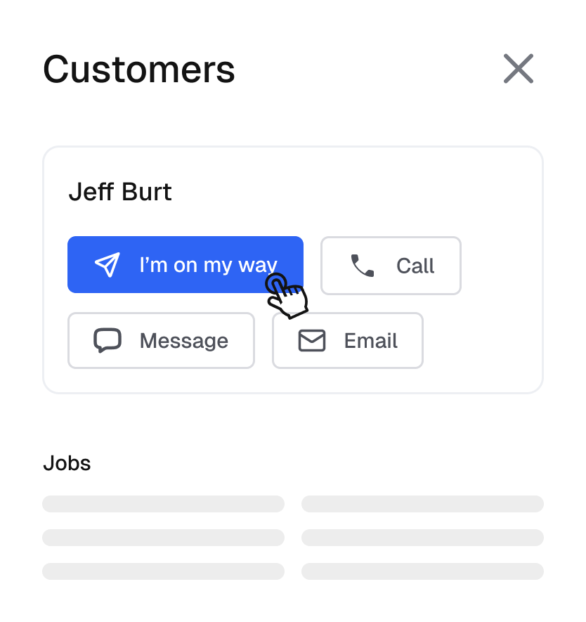 Mockup showing customer communication and status updates